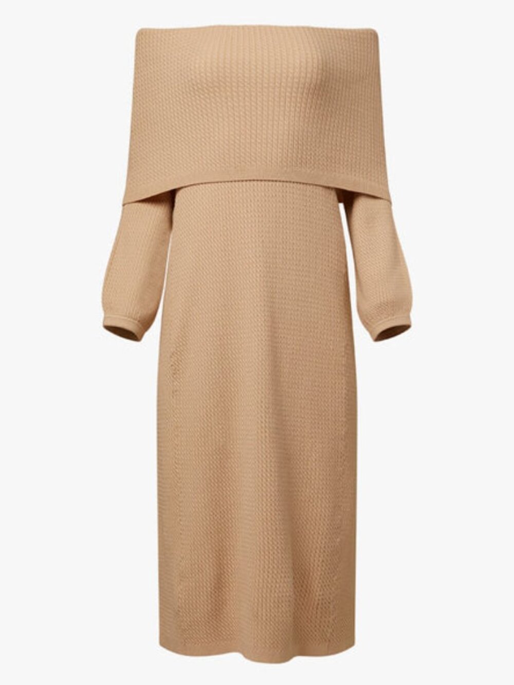 WeWoreWhat Off The Shoulder Cable Knit Midi Sweater Dress Size Small in Tan